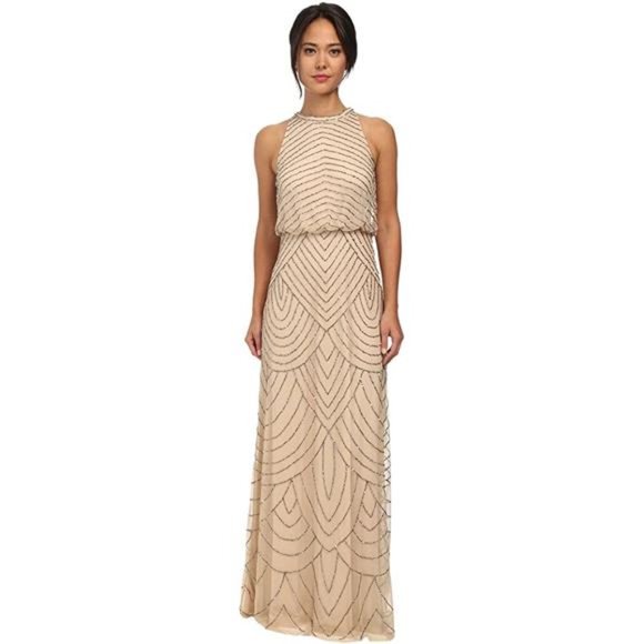 Adrianna Papell Women'sBeaded Blouson Dress with Halter Neckline - Main Image
